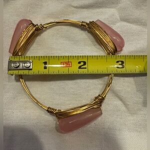 Wire and Stone Bangle Bracelet Pink Teardrop